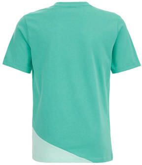 WE Fashion T-shirt turquoise lichtblauw Groen Jongens Katoen Ronde hals 110 116