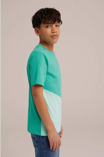 WE Fashion T-shirt turquoise lichtblauw Groen Jongens Katoen Ronde hals 110 116 - Foto 2