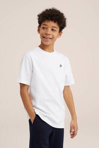 WE Fashion T-shirt wit Jongens Katoen Ronde hals Effen 122 128 - Foto 7