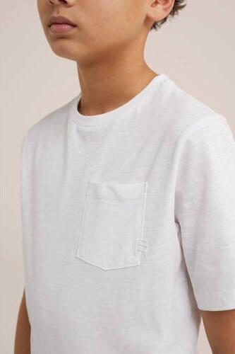 WE Fashion T-shirt wit Jongens Katoen Ronde hals Effen 110 116 - Foto 2