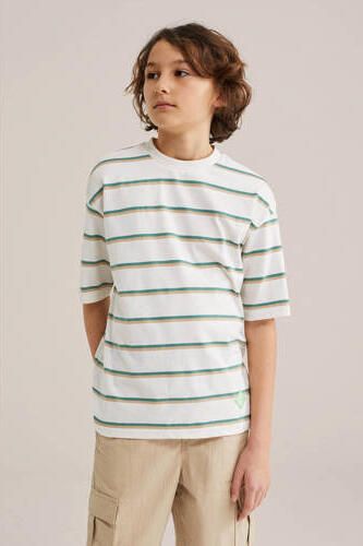 WE Fashion T-shirt wit Jongens Katoen Ronde hals Streep