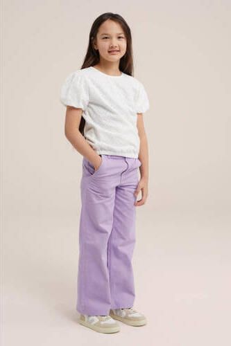 WE Fashion T-shirt wit Meisjes Katoen Ronde hals Effen 110 116 - Foto 3