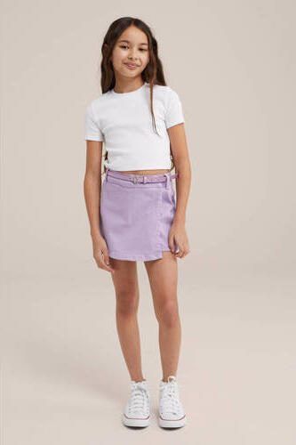 WE Fashion T-shirt wit Meisjes Katoen Ronde hals Effen 134 140 - Foto 3