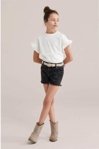WE Fashion T-shirt wit Meisjes Katoen Ronde hals Effen - Foto 2