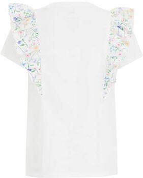 WE Fashion T-shirt Wit Meisjes Stretchkatoen Ronde hals Effen 110 116