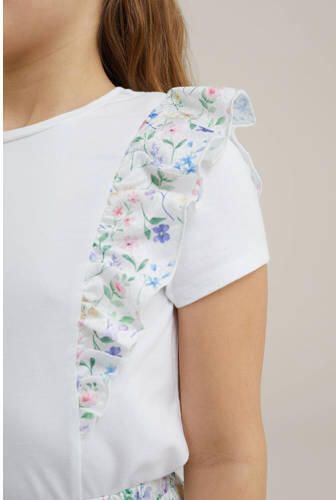WE Fashion T-shirt Wit Meisjes Stretchkatoen Ronde hals Effen 110 116 - Foto 2