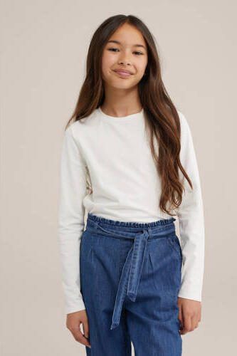 WE Fashion T-shirt wit Meisjes Stretchkatoen Ronde hals Effen 146 152 - Foto 3