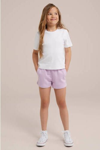WE Fashion T-shirt wit Paars Meisjes Katoen Ronde hals Effen 134 140 - Foto 4
