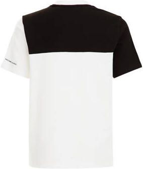 WE Fashion T-shirt wit zwart Jongens Katoen Ronde hals Meerkleurig 110 116