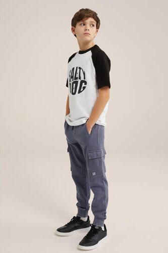 WE Fashion T-shirt wit zwart Jongens Katoen Ronde hals Meerkleurig 110 116 - Foto 2