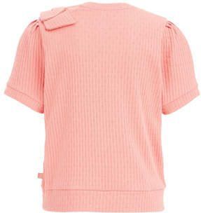 WE Fashion T-shirt zalm Roze Meisjes Katoen Ronde hals Effen 110 116 - Foto 3