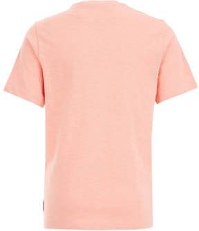 WE Fashion T-shirt zalmroze Jongens Katoen Ronde hals Effen 110 116