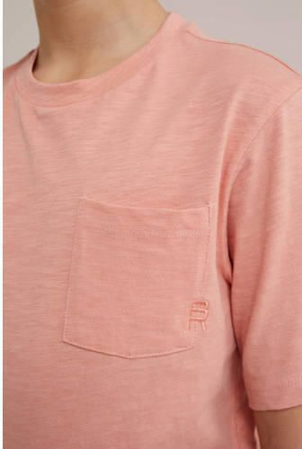 WE Fashion T-shirt zalmroze Jongens Katoen Ronde hals Effen 110 116 - Foto 2
