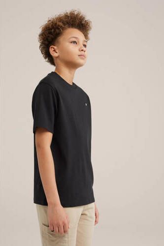 WE Fashion T-shirt zwart Jongens Katoen Ronde hals Effen 170 176 - Foto 6