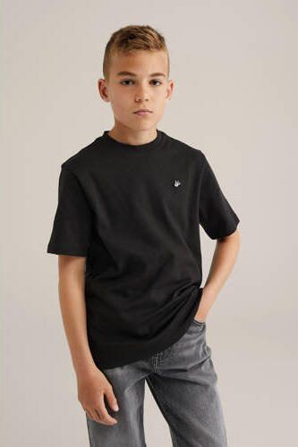 WE Fashion T-shirt zwart Jongens Katoen Ronde hals Effen 110 116 - Foto 5
