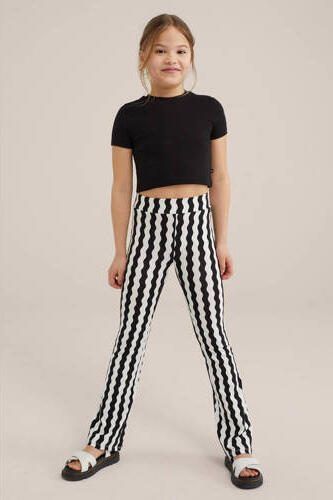 WE Fashion T-shirt zwart Meisjes Katoen Ronde hals Effen 122 128