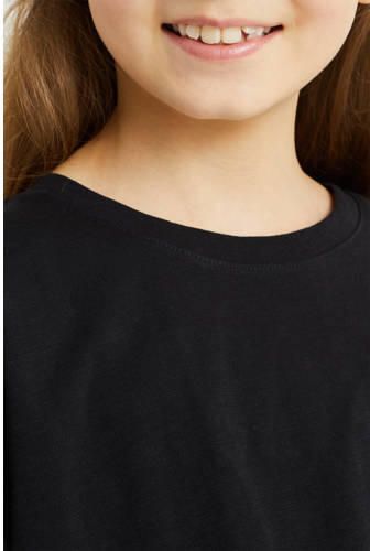WE Fashion T-shirt zwart Meisjes Katoen Ronde hals Effen 122 128 - Foto 3