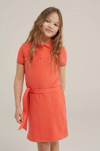 WE Fashion T-shirtjurk oranje Meisjes Katoen Polokraag Effen 110 116 - Foto 3