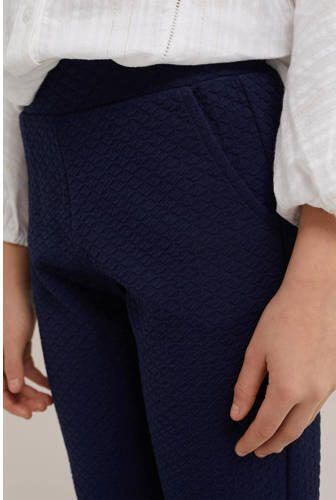 WE Fashion tapered fit broek donkerblauw Meisjes Polyester Effen 116 - Foto 2