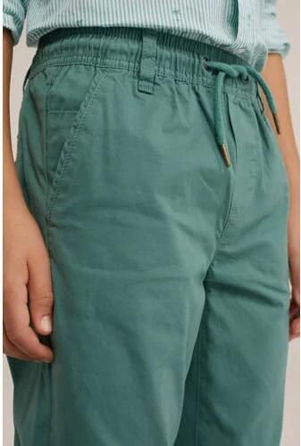 WE Fashion tapered fit broek groen Jongens Katoen Effen 122