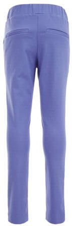 WE Fashion tapered fit broek paarsblauw Meisjes Katoen Effen 116