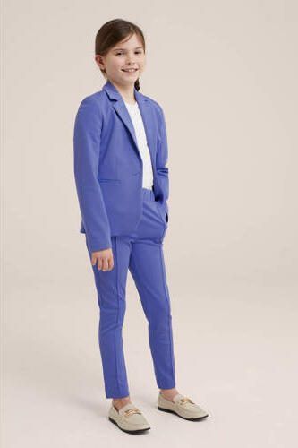 WE Fashion tapered fit broek paarsblauw Meisjes Katoen Effen 116 - Foto 3
