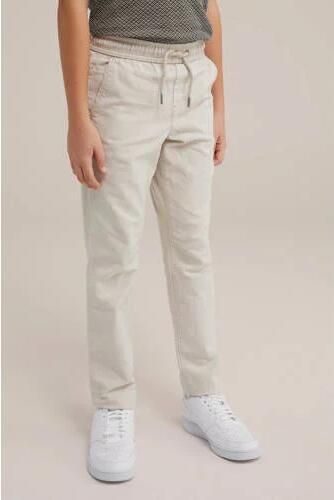 WE Fashion tapered fit broek warm sand Beige Jongens Stretchkatoen Effen 104 - Foto 2