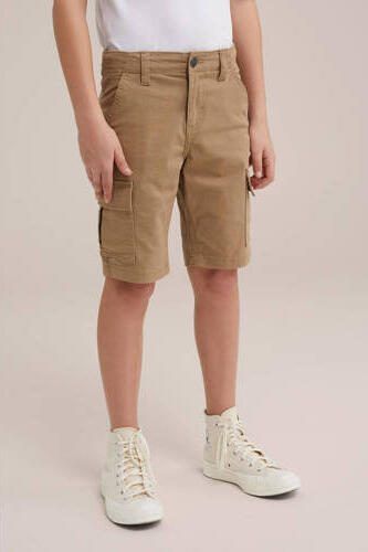 WE Fashion tapered fit cargo short dark wet sand Korte broek Bruin Jongens Katoen 104 - Foto 3
