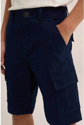 WE Fashion tapered fit cargo short royal navy Korte broek Blauw Jongens Katoen 116