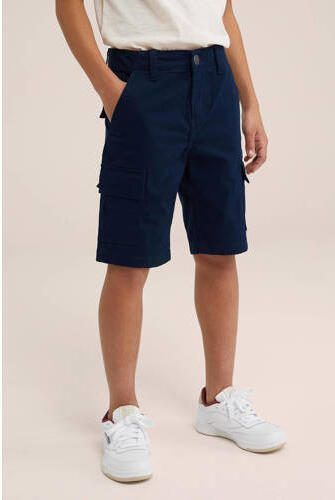 WE Fashion tapered fit cargo short royal navy Korte broek Blauw Jongens Katoen 116 - Foto 2