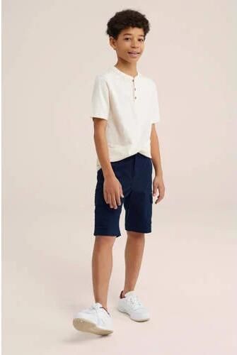 WE Fashion tapered fit cargo short royal navy Korte broek Blauw Jongens Katoen 116 - Foto 3