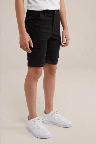 WE Fashion tapered fit cargo short zwart Korte broek Jongens Katoen Effen 104 - Foto 2
