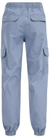 WE Fashion tapered fit cargobroek grijsblauw Jongens Katoen Effen 110 - Foto 1