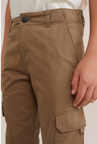 WE Fashion tapered fit cargobroek kaki Groen Jongens Katoen Effen 116 - Foto 2