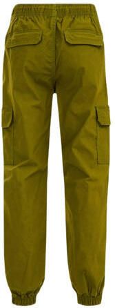 WE Fashion tapered fit cargobroek olijf groen Jongens Katoen Effen 110