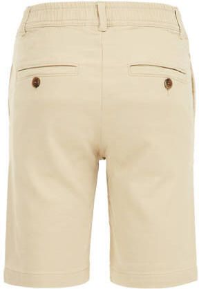 WE Fashion tapered fit chino short zand Korte broek Beige Jongens Biologisch katoen 110