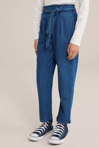 WE Fashion tapered fit jeans medium blue denim Blauw Effen 140 - Foto 3