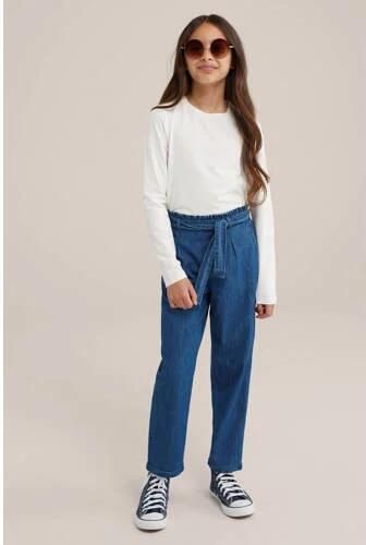WE Fashion tapered fit jeans medium blue denim Blauw Effen 140 - Foto 2