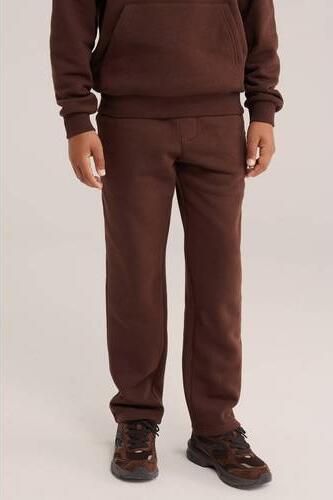 WE Fashion tapered joggingbroek bruin Jongens Katoen Effen