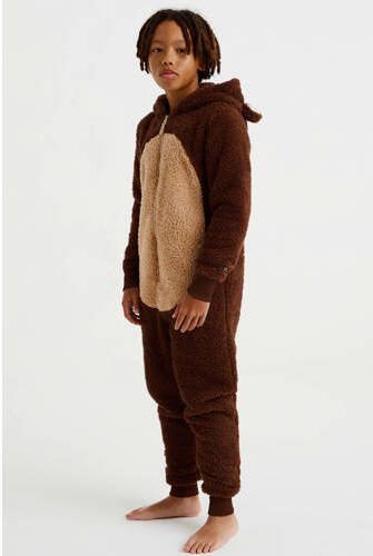 WE Fashion teddy onesie bruin beige Meerkleurig 110 116 - Foto 3
