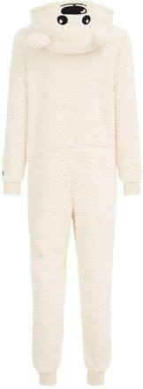WE Fashion teddy onesie met capuchon ecru Effen 122 128 - Foto 2