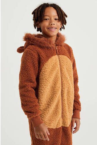 WE Fashion teddy onesie Tijger roestbruin camel Meerkleurig 110 116 - Foto 2