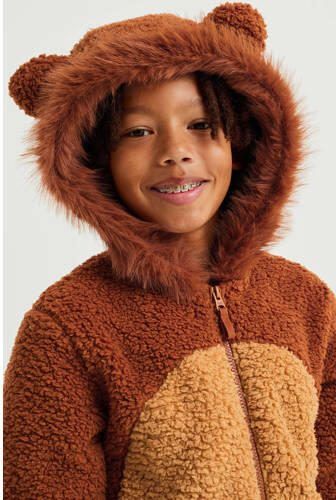 WE Fashion teddy onesie Tijger roestbruin camel Meerkleurig 110 116 - Foto 3