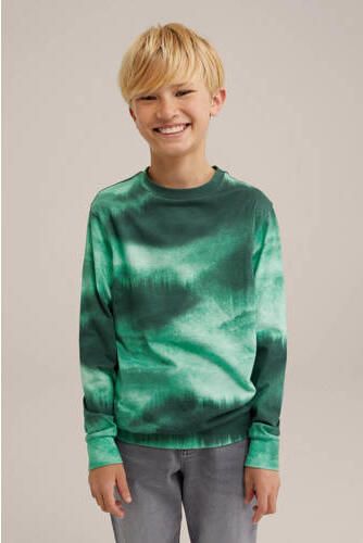 WE Fashion tie-dye longsleeve groen Jongens Katoen Ronde hals Tie-dye 170 176 - Foto 3