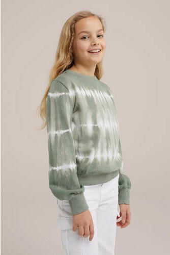 WE Fashion tie-dye sweater olijfgroen wit Tie-dye 110 116 - Foto 3