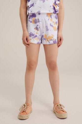 WE Fashion tie-dye sweatshort wit paars oranje Korte broek Multi Meisjes Katoen 110 116