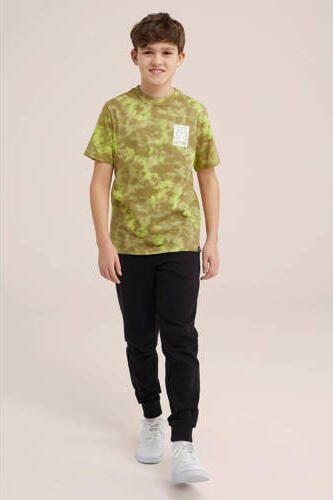 WE Fashion tie-dye T-shirt groen Jongens Katoen Ronde hals Tie-dye 110 116 - Foto 3