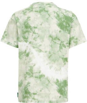 WE Fashion tie-dye T-shirt groen wit Jongens Katoen Ronde hals Tie-dye 110 116