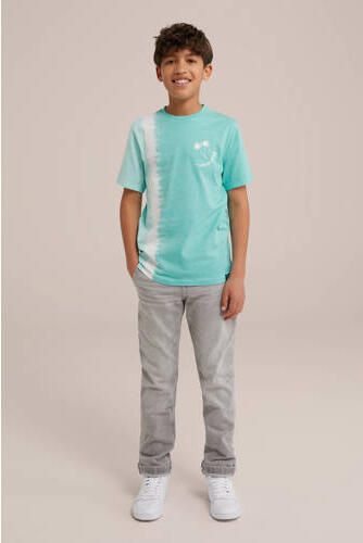 WE Fashion tie-dye T-shirt lichtblauw wit Jongens Katoen Ronde hals Tie-dye 110 116 - Foto 2