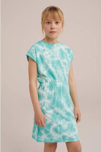 WE Fashion tie-dye T-shirtjurk mintgroen blauw Meisjes Stretchkatoen Ronde hals 110 116 - Foto 3